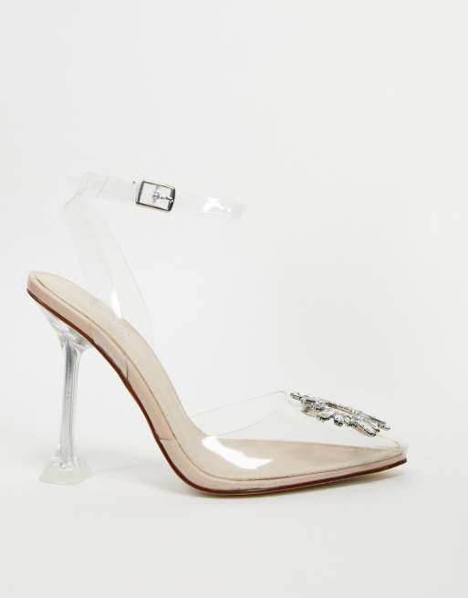 Clear heel cheap court shoes