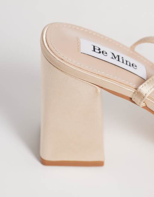 Be Mine Bridal – Tamara – Sandaletten aus Satin in Rosa mit Blockabsatz und Schleife, 3 von 4