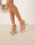 [Be Mine] Be Mine Bridal Teoni block heeled sandals in ivory-White 41 Ivory Satin