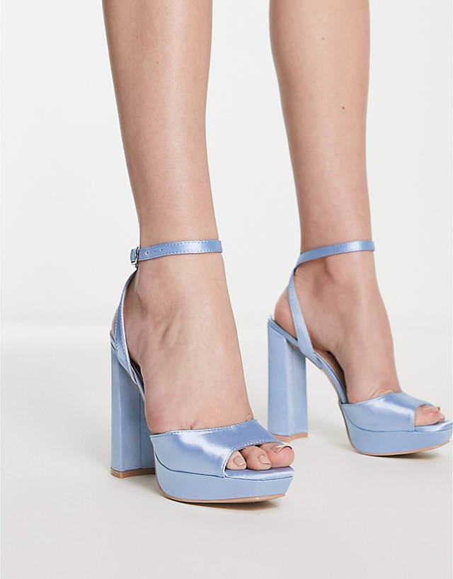Be Mine - bridal vanyaa platform sandals in pale blue satin