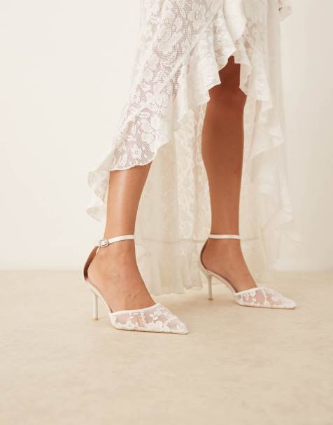 Be Mine Bridal Vennie kitten heeled shoes in ivory lace - view 1