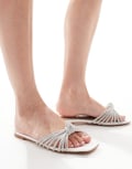 [Be Mine] Be Mine Bridal Vibez embellished knot flat sandals in ivory-White 38 Ivory Satin