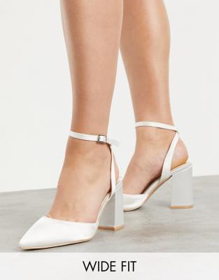 Wide fit clearance block heels white