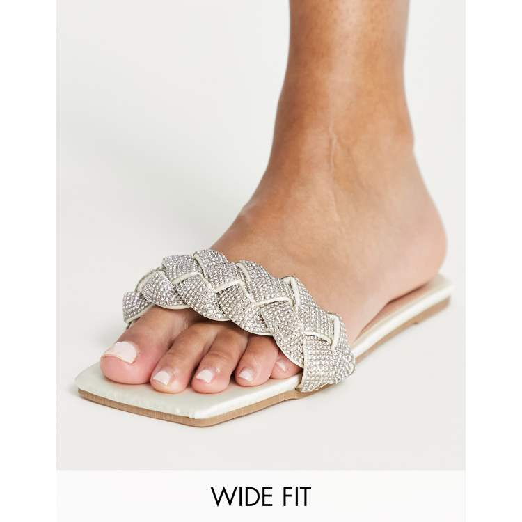 Wide fit store sparkly flat sandals