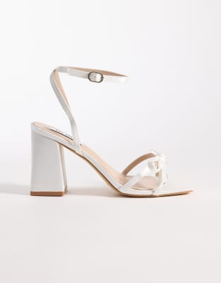 Be Mine Wide Fit Be Mine Bridal Wide Fit Tamara Block Heeled Sandals With Bow Detailing In Multi