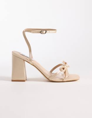 Be Mine Wide Fit Be Mine Bridal Wide Fit Tamara Block Heeled Sandals With Bow Detailing In Multi