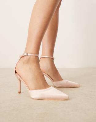 Be Mine Bridal Wide Fit – Vennie – Pudroworóżowe satynowe buty na obcasach-kaczuszkach - view 1