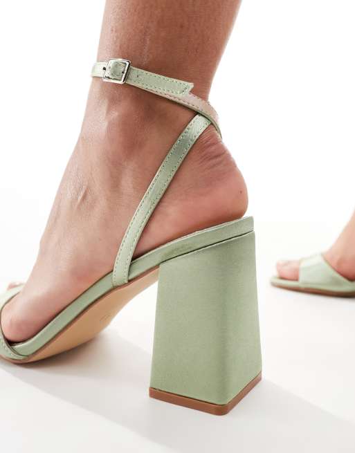 Be Mine Bridal Wink 2 mid block heeled sandals in sage | ASOS