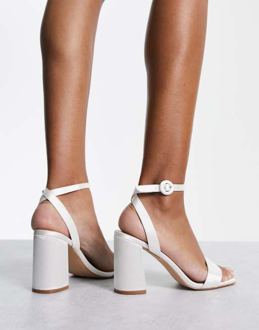 White satin best sale block heel sandal