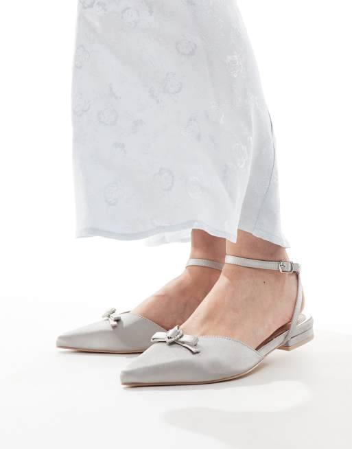 Be Mine - Bruidskleding - Indi - Platte schoenen met strik in grijs