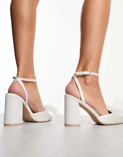 Be Mine - Bruidskleding - Mishha - Schoenen met blokhak en strik van tule in ivoorwit, 2 van 4