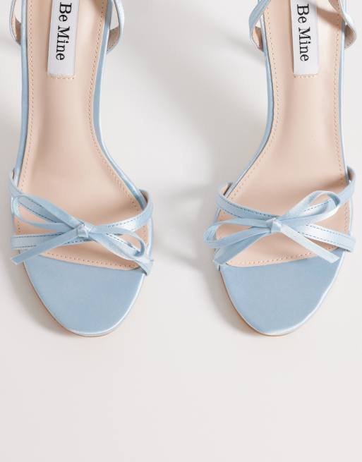 Be Mine - Bruidskleding - Sharly - Sandalen van satijn met hak en strik in blauw, 4 van 4
