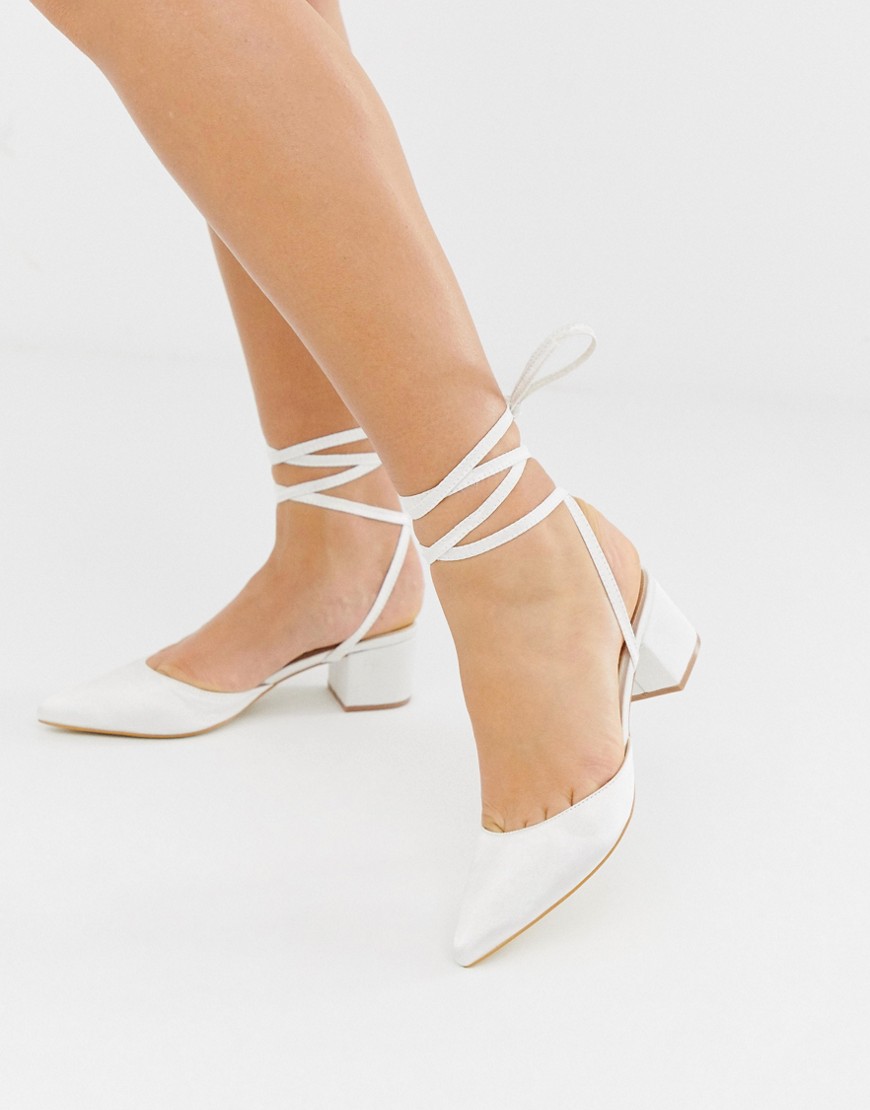 Be Mine - Bruiloft - Anya - Ivoorkleurige schoenen van satijn met halfhoge hak-Wit