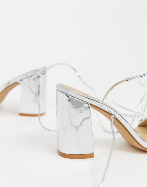Be Mine — Bryllup — Penelope — Sølvfarvede sandaler med høje hæle og udsmykket strop, 4 af 4