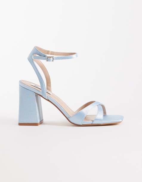 Be Mine - Eshma - Sandali da sposa con tacco largo in raso blu - view 1
