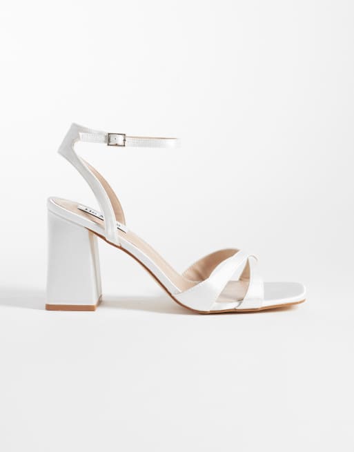 Be Mine - Esthma - Sandali da sposa con tacco largo in raso color avorio