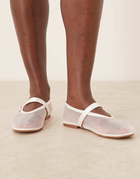 Be Mine – För bruden – Aahana – Elfenbensvita ballerinaskor i mesh - view 1