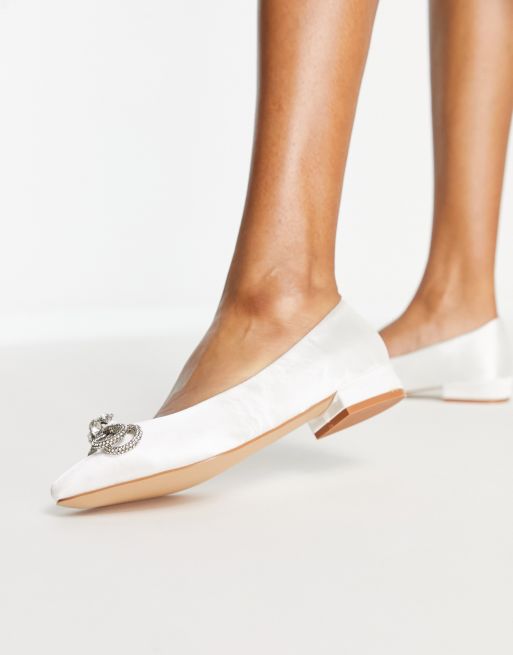 Be Mine – För bruden – Wide Fit – Silas – Elfenbensvita, platta skor med bred passform, 2 av 4