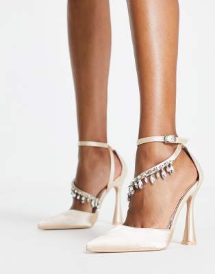Be Mine Isadora heeled shoes with embellished detail in blush - ASOS Price Checker
