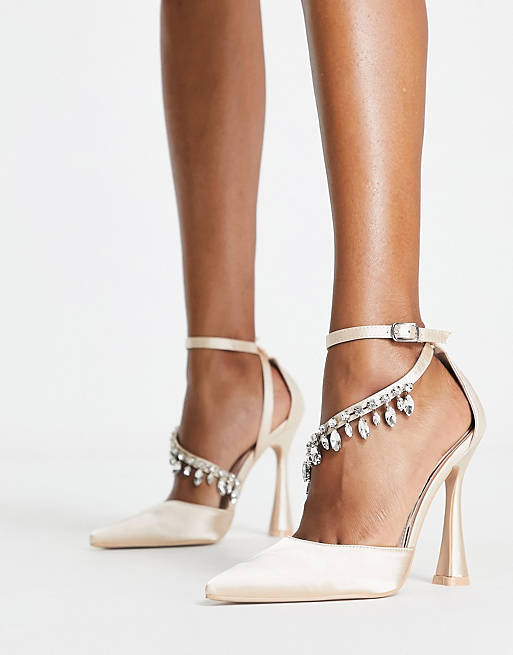Be Mine Isadora heeled shoes with embellished detail in blush