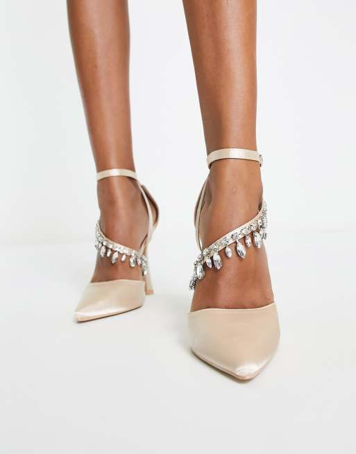Be Mine - Isadora - Scarpe da sposa con tacco e decorazioni color cipria, 3 di 4