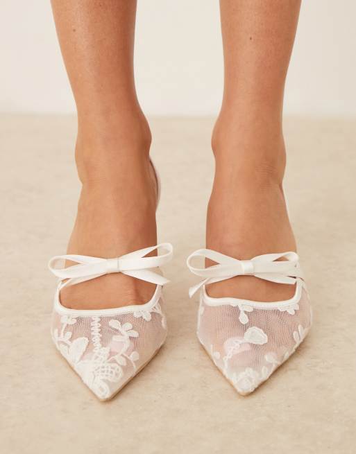 Be Mine - Kerena - Chaussures de mariée en dentelle à petit talon et bride arrière - Ivoire, 2 de 4