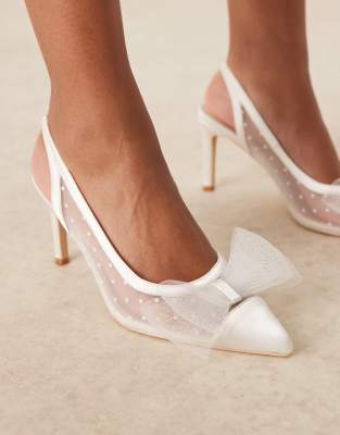 BE MINE MALINI SLINGBACK HEELED PUMPS WITH BOW DETAIL 