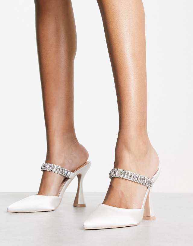 Be Mine Malisha backless heeled shoes in ivory satin