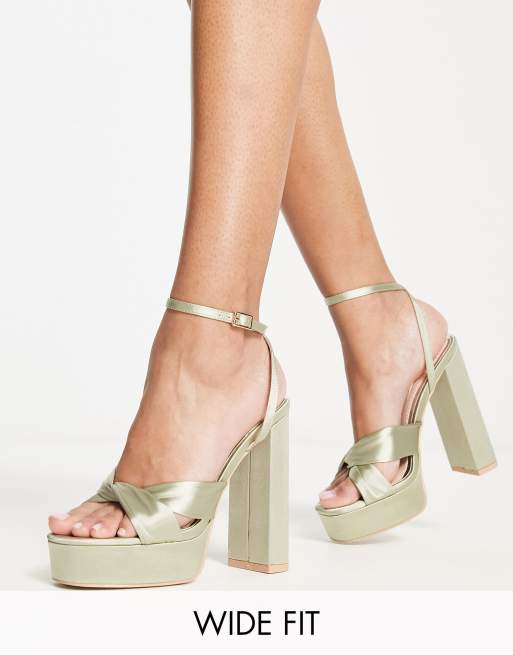 Be Mine - Margot - Sandales satinées à talon et semelle plateforme - Sauge, 2 de 4