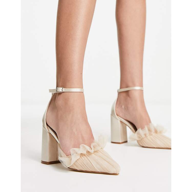 Be Mine Megan Chaussures en tulle talon carr Champagne ASOS