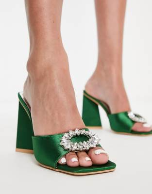 Be Mine Mercyy mules with embellishment in emerald - ASOS Price Checker
