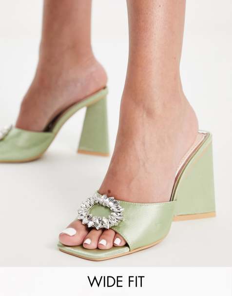 Be Mine - Mercyy - Mules larges avec ornements - Vert sauge - view 1