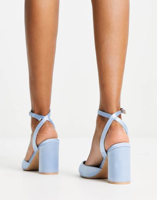 Pale blue satin heels best sale