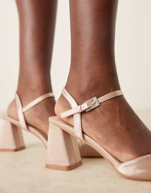 Be Mine - Ravina - Chaussures de mariée larges à talon carré et bout pointu - Pêche, 4 de 4