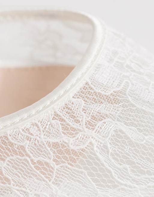 Be Mine - Reema - Scarpe da sposa in pizzo avorio con tacco largo e fiocco, 4 di 4