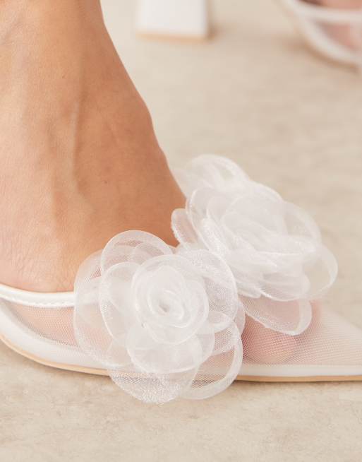 Be Mine - Rumina - Chaussures de mariée larges en tulle à talon carré - Ivoire, 3 de 4
