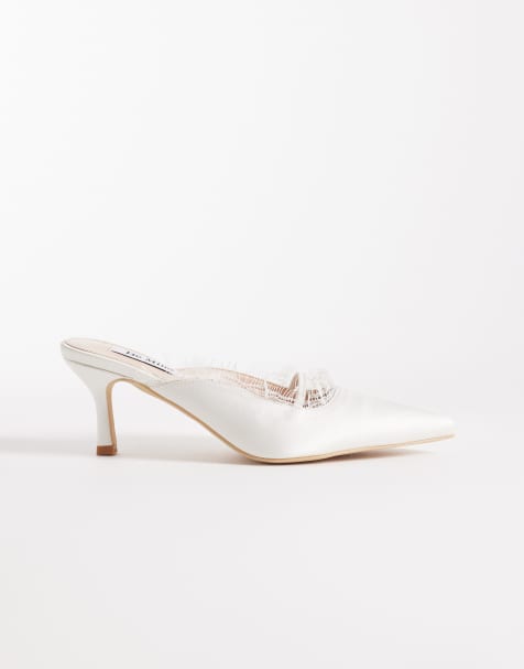 Be Mine - Sabrina - Elfenbenshvide mules med kitten-hæl i blondestof - view 1