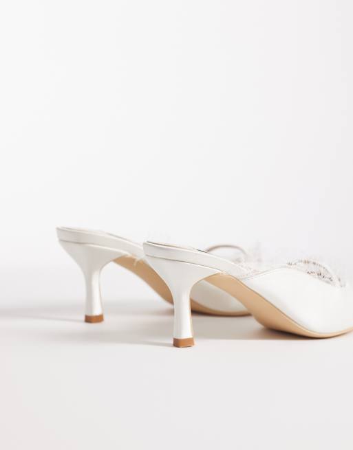 Be Mine Sabrina kitten heel mules in ivory lace, 3 of 4