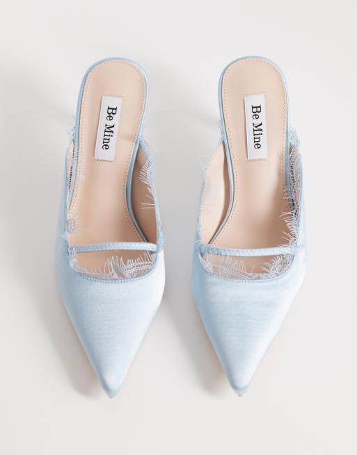 Be Mine – Sabrina – Mules in Blau mit Spitze und Kitten-Absatz, 2 von 4