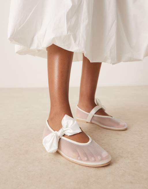 Be Mine - Sally - Ballerine in rete color avorio con fiocco