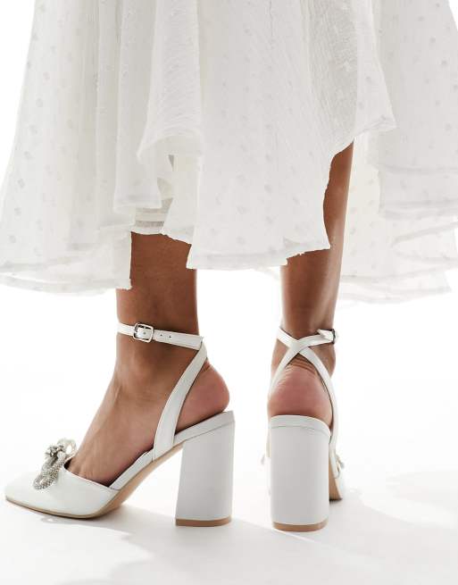 Be Mine Scarpe da sposa color avorio con tacco medio e fiocco