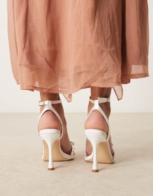 Be Mine Sharly heeled sandals with bow detail in satin ivory