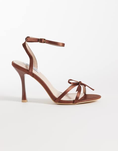 Be Mine - Sharly - Sandales à talon satinées pour mariée avec détail nœud - Moka - view 1