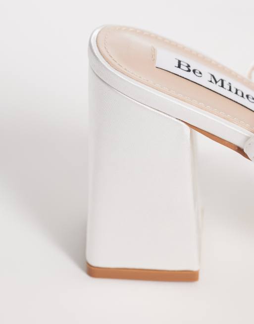 Be Mine - Tamara - Sandales de mariée à talon carré en satin avec nœud - Ivoire, 3 de 4