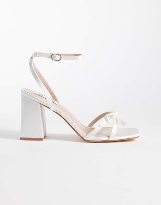 Be Mine - Tamara - Sandali da sposa in raso color avorio con tacco largo e fiocco