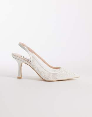 Be Mine Tania Slingback Heeled Shoes With Embroidery In Multi