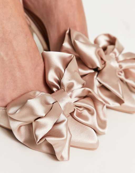 Be Mine Vamikaa bow heeled shoes in blush satin