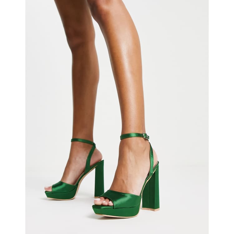 Be Mine Vanyaa platform heeled shoes in emerald | ASOS