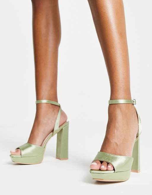 Be Mine Vanyaa platform heeled shoes in sage green