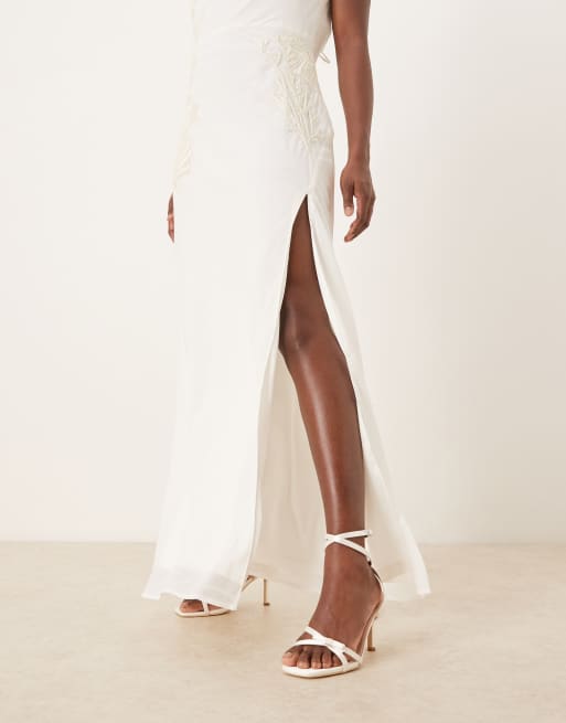 Be Mine Wide Fit - Alt til bruden - Honora - Hvide sandaler med hæl og sløjfer i satin, 2 af 4